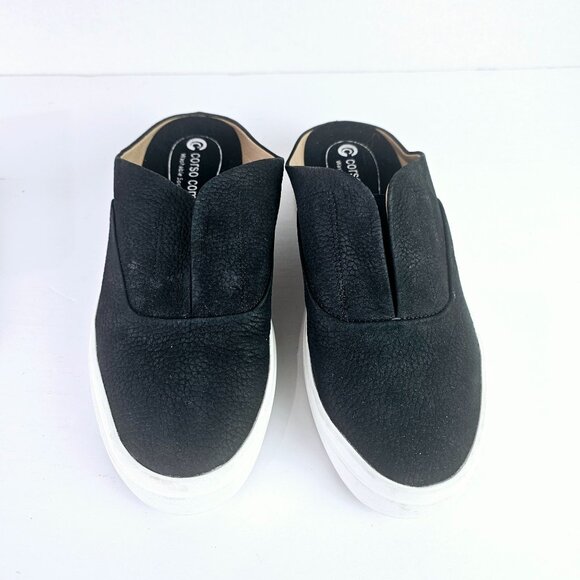 Corso Como Washable Sock Black Leather Platform Slides, CC-Trena, Sz 7 - Picture 4 of 8